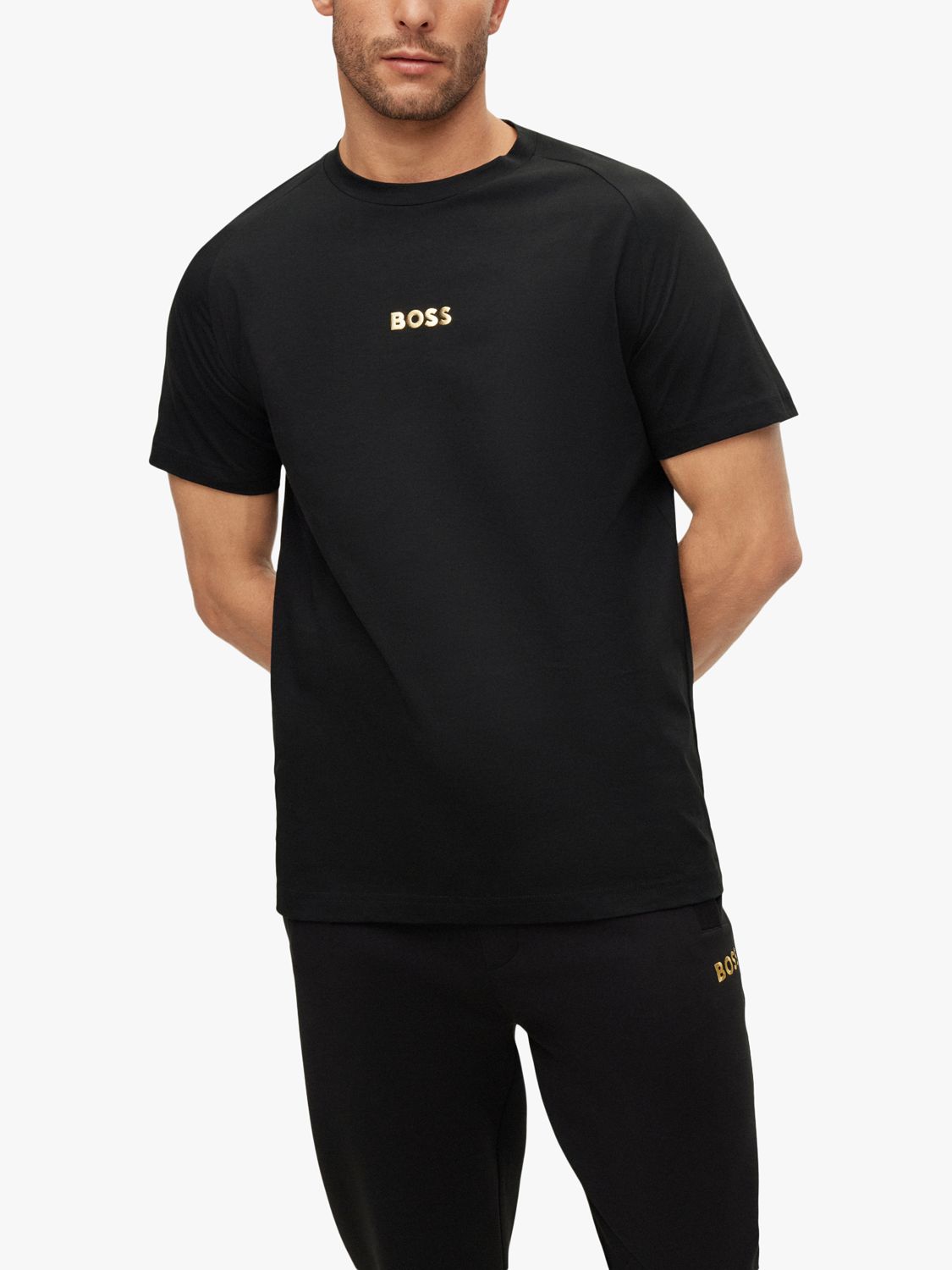 Sleeve Black, Tee Logo T-Shirt, Short S BOSS Cotton 2