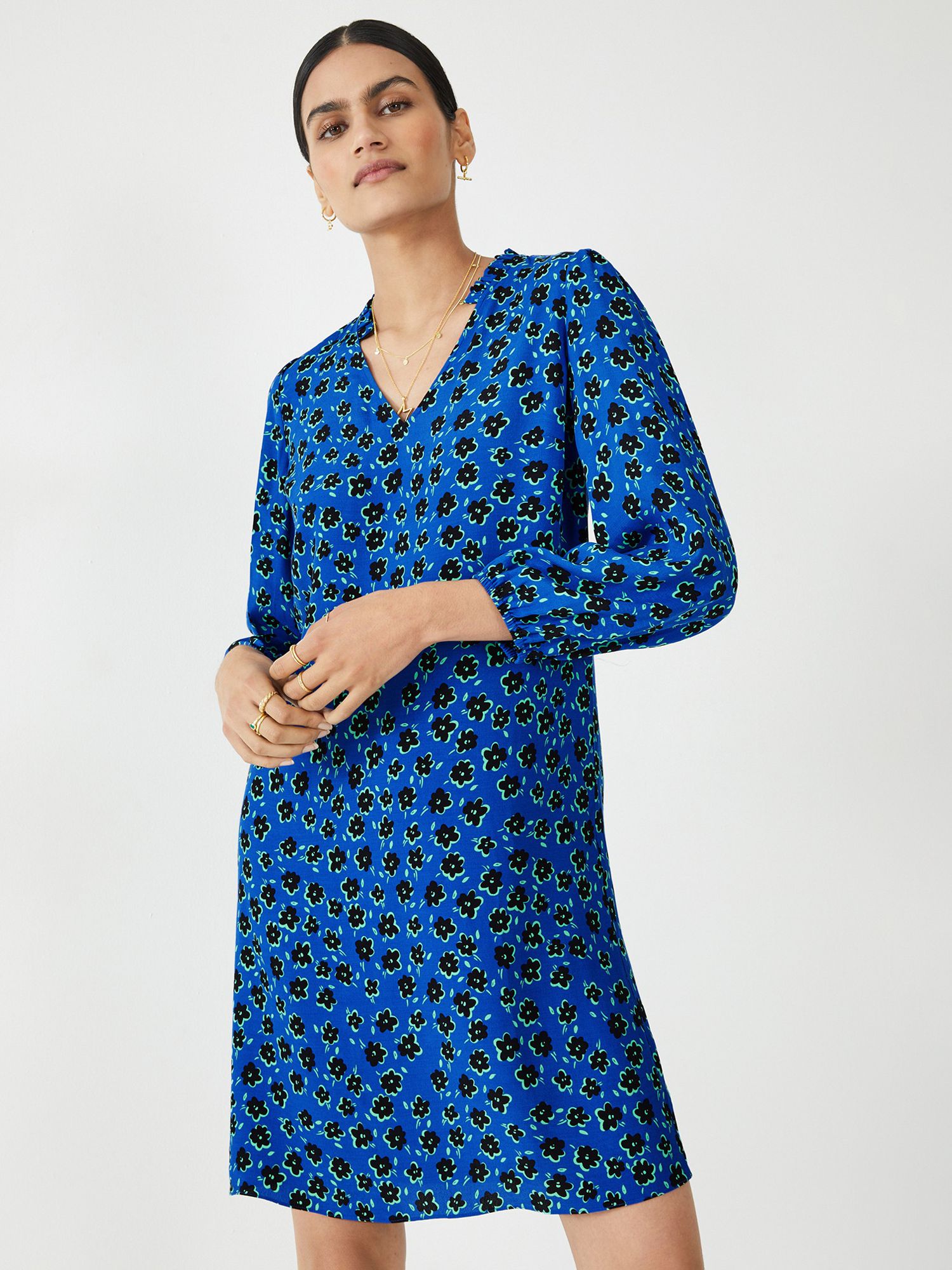 Buy HUSH Zina Mini Shift Floral Dress, Dark Blue Online at johnlewis.com