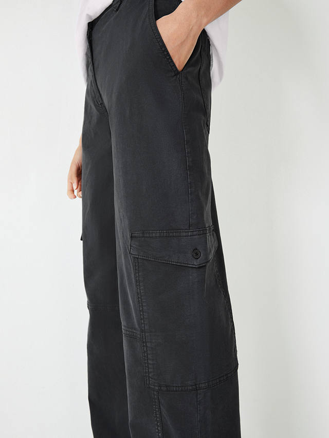HUSH Ace Cargo Trousers, Washed Black at John Lewis & Partners