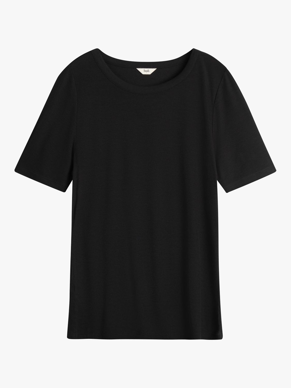 HUSH Lara Slim Fitted T-Shirt, Black at John Lewis & Partners