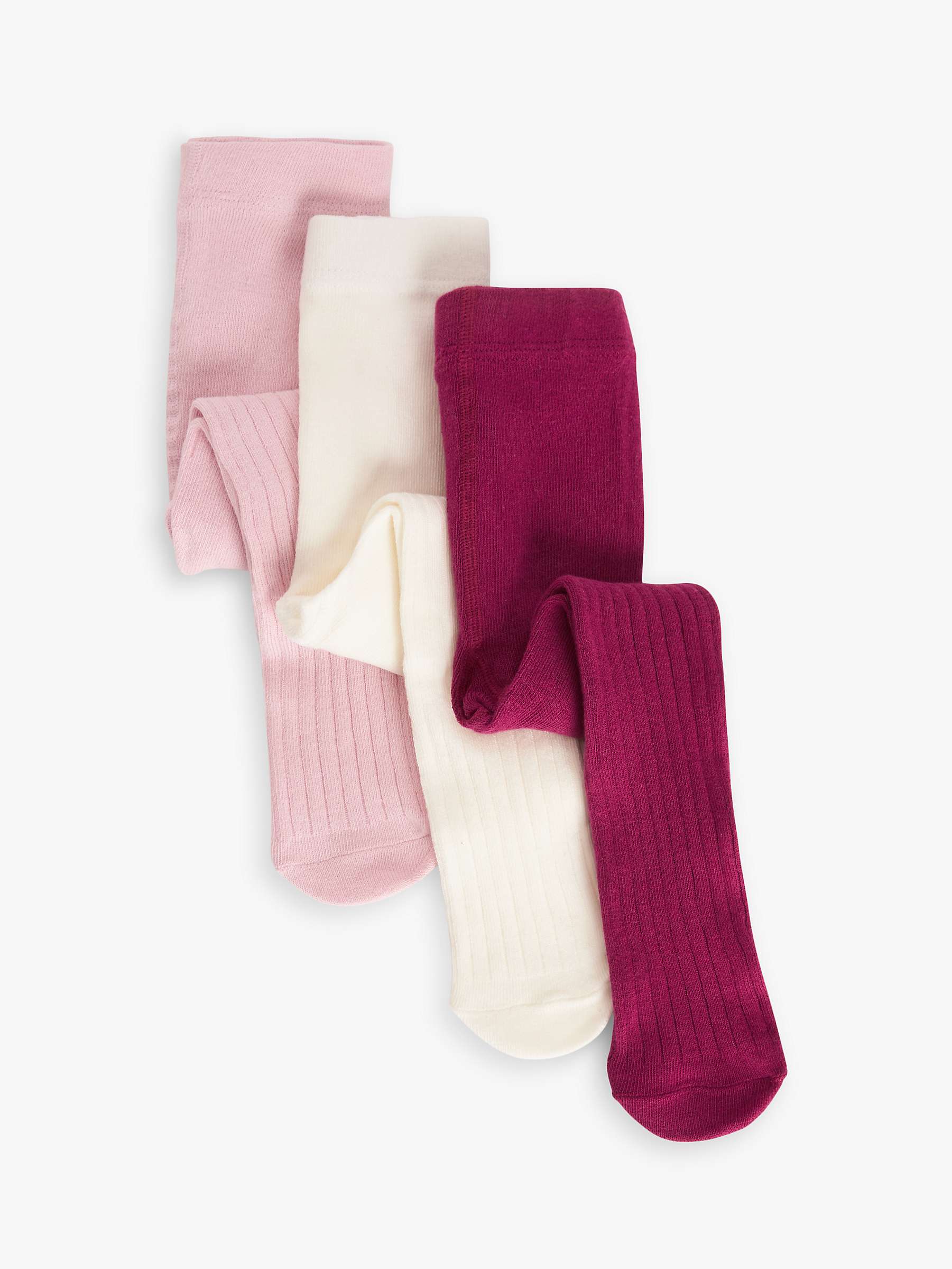 Buy John Lewis Heirloom Collection Baby Ribbed Cotton Tights, Pack of 3, Multi Online at johnlewis.com