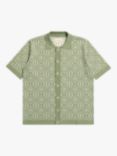 Far Afield Zigger Geometric Short Sleeve Cardigan, Turf Green