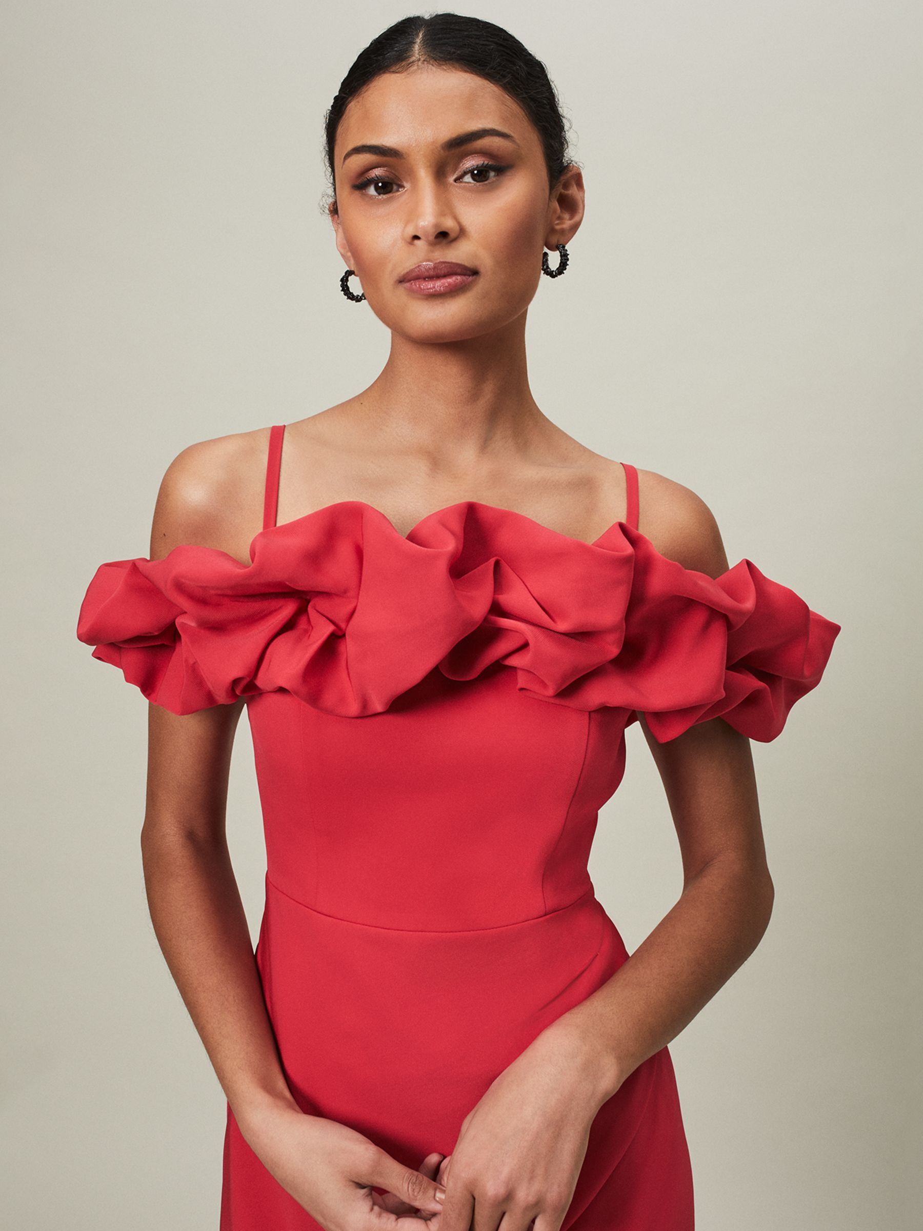 Buy Phase Eight Mallory Off The Shoulder Midi Dress, Raspberry Online at johnlewis.com