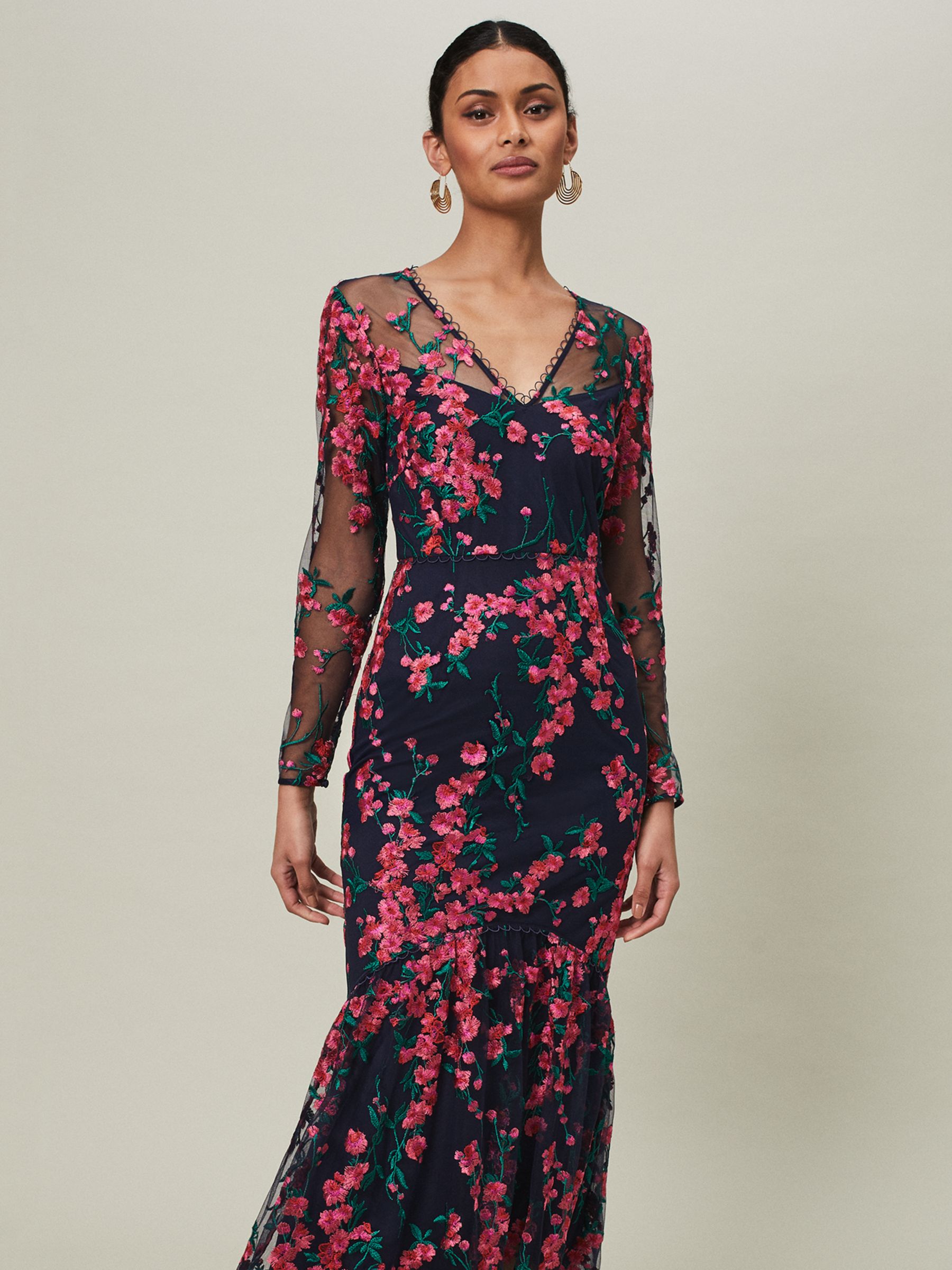 Phase Eight Collection 8 Trisha Embroidered Floral Maxi Dress, Navy ...