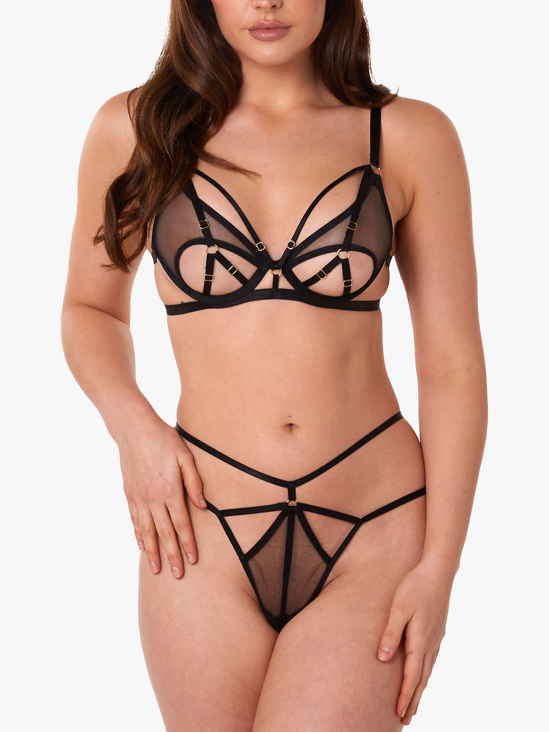 Buy Wolf & Whistle x Megan Barton-Hanson Penny Multi Strap Cut Out Mesh Thong Online at johnlewis.com