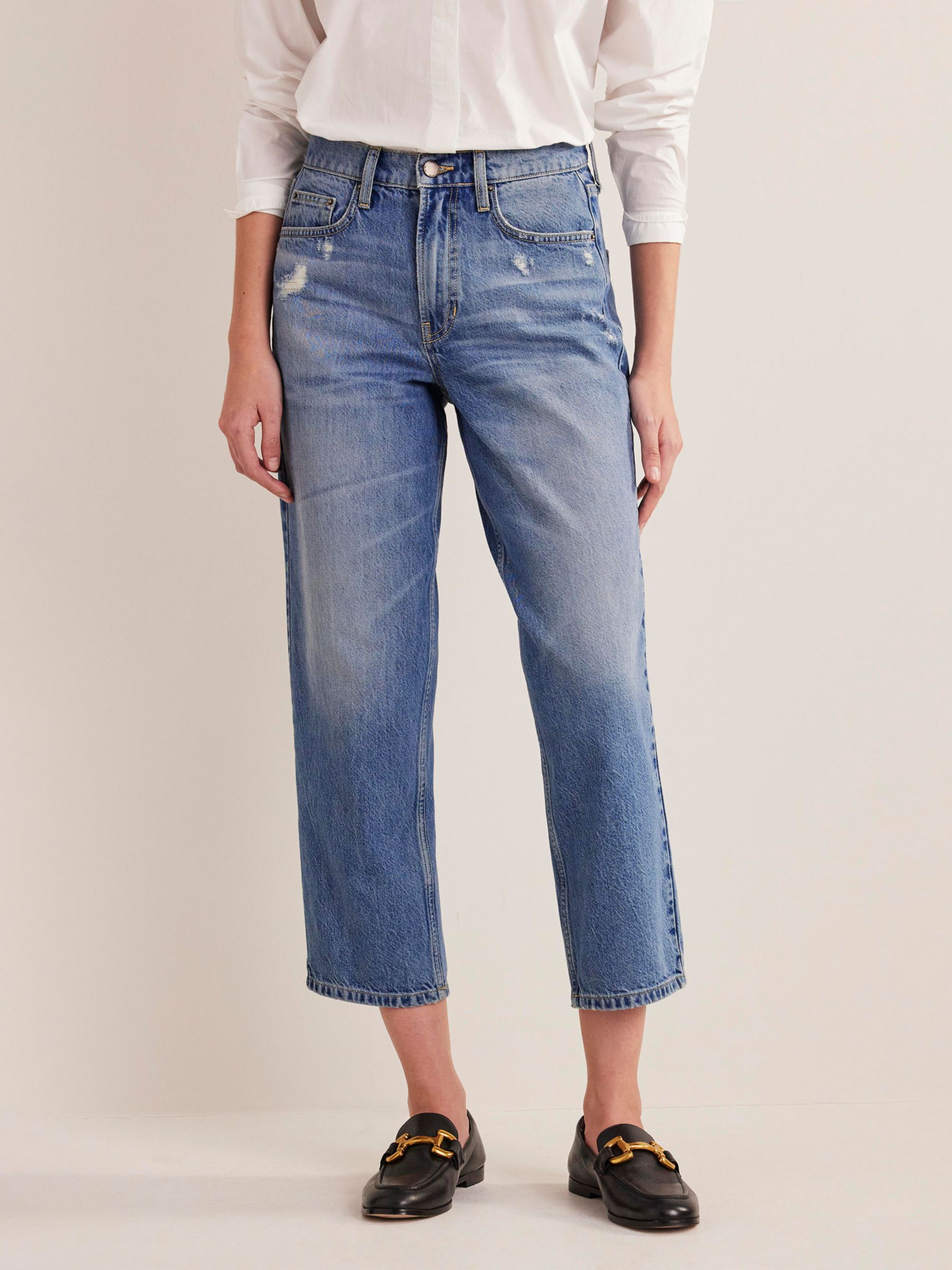 Boden High Rise Tapered Cropped Jeans at John Lewis & Partners