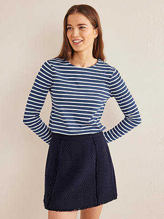 Boden Relaxed Sleeve Breton Top,  Navy/Ivory