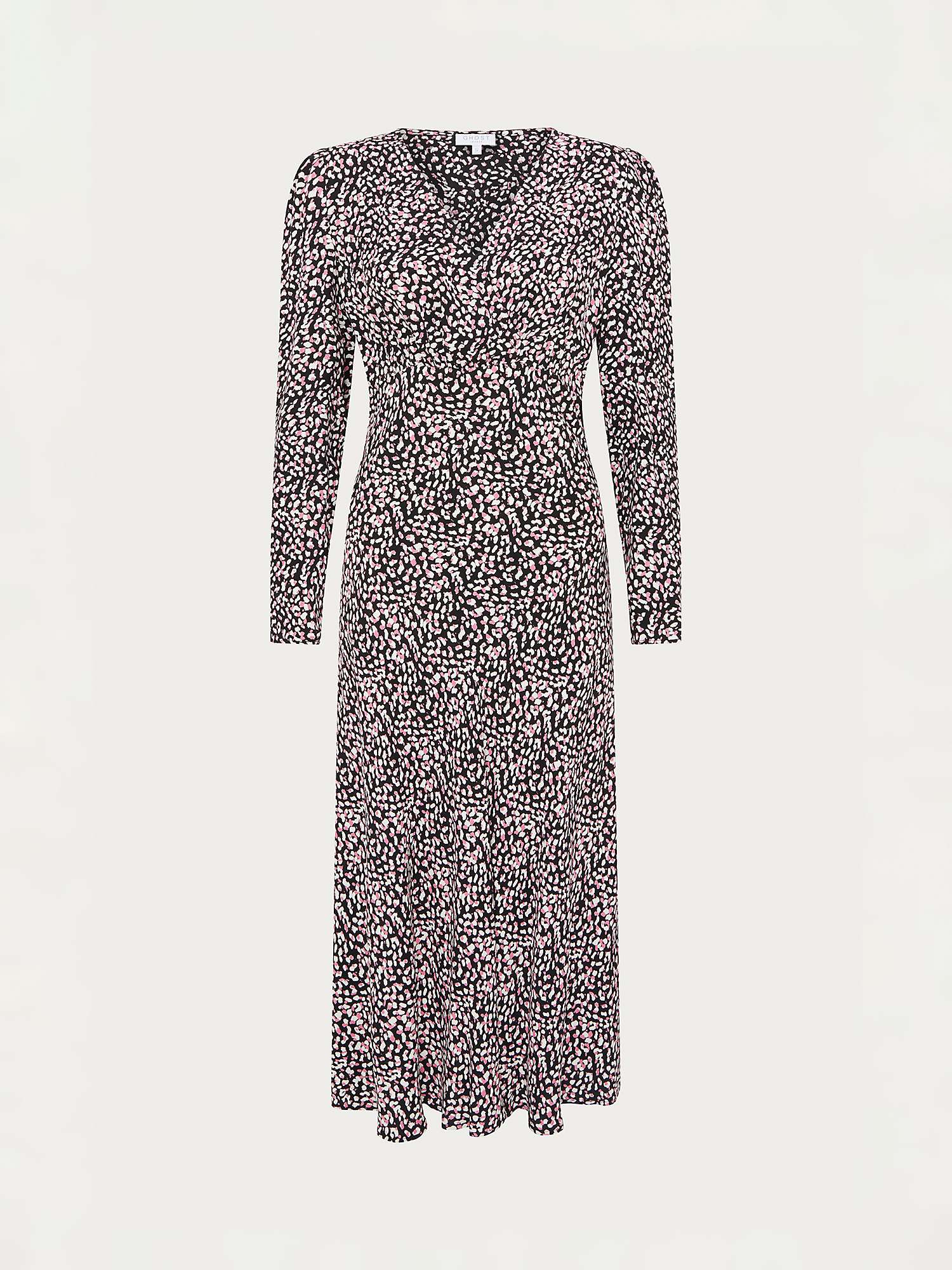 Ghost Freya Animal Midi Dress, Navy Leopard Print at John Lewis & Partners