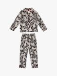 Chelsea Peers Kids' Jungle Pyjama Set, Black/White