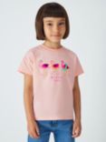 John Lewis Kids' Flamingo Graphic Boxy T-Shirt, Peach Pearl