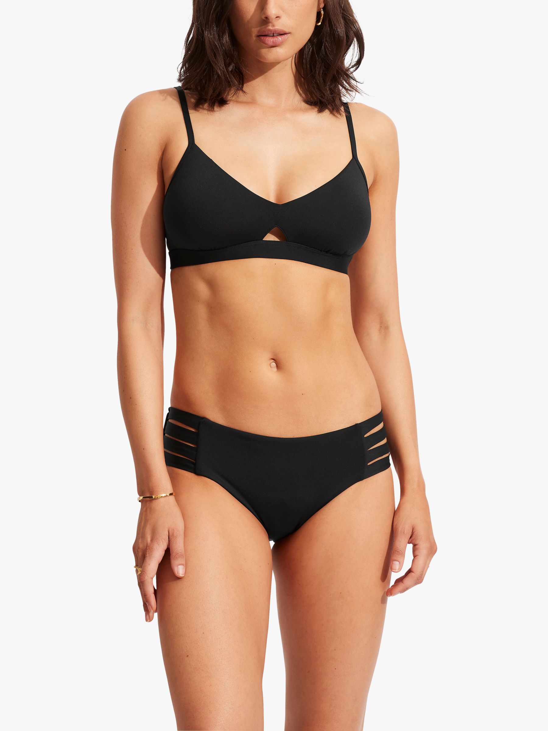 Seafolly Sea Dive Deep V-Neck One Piece Swimsuit, Black at John Lewis &  Partners