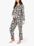 Chelsea Peers Maternity Jungle Leopard Organic Cotton Pyjamas, Black