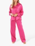 Chelsea Peers Long Satin Pyjama Set, Bright Pink