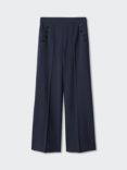 Mango Annie Wide Leg Trousers, Navy