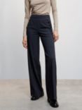 Mango Annie Wide Leg Trousers, Navy