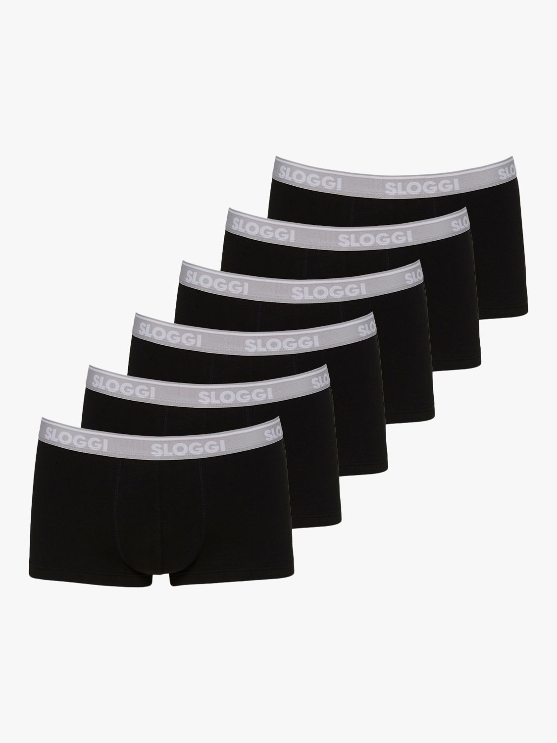 sloggi GO ABC Cotton Stretch Hipster Trunks, Pack of 6, Black