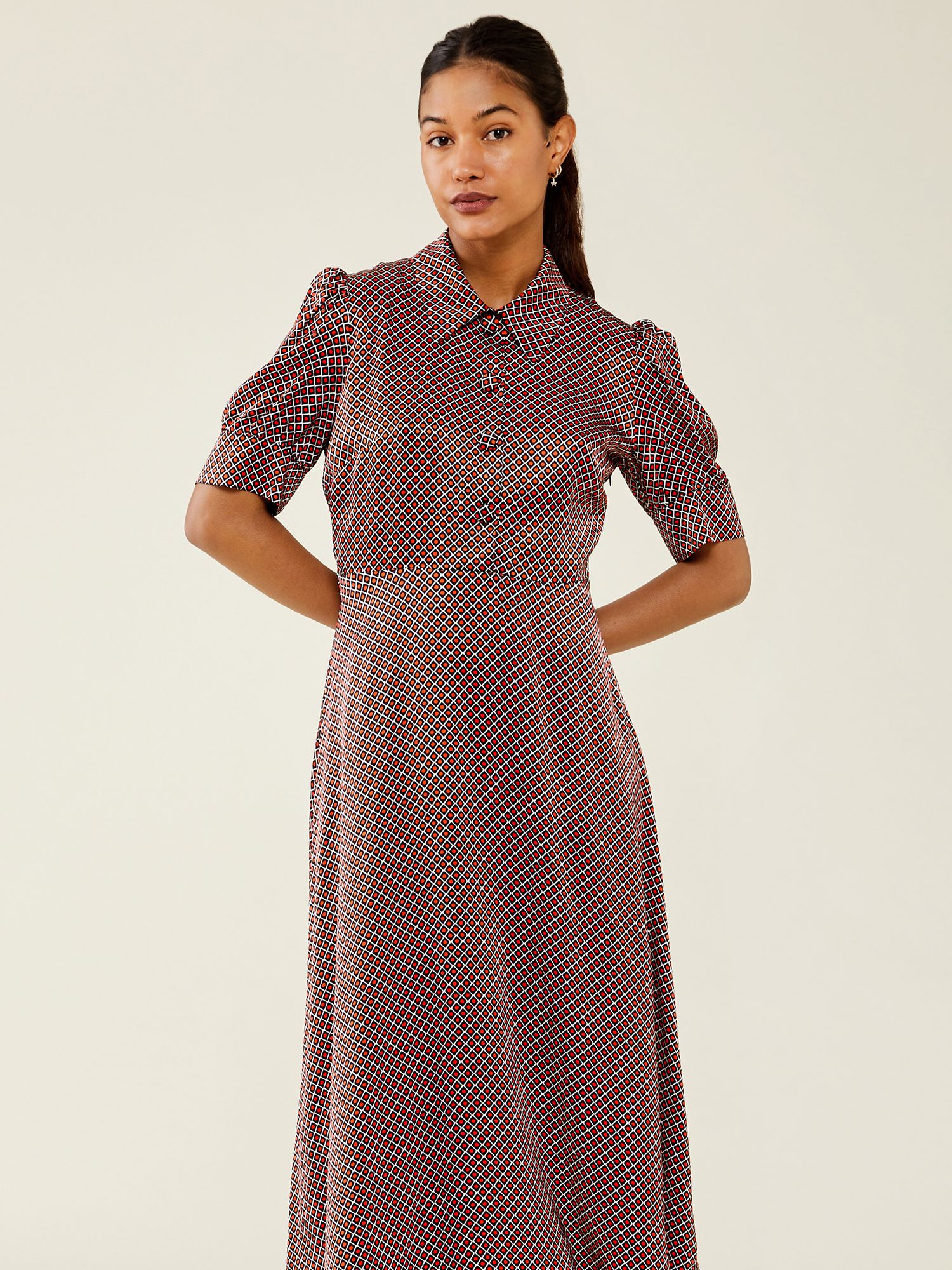 Finery Zara Midi Shirt Dress, Pink at John Lewis & Partners