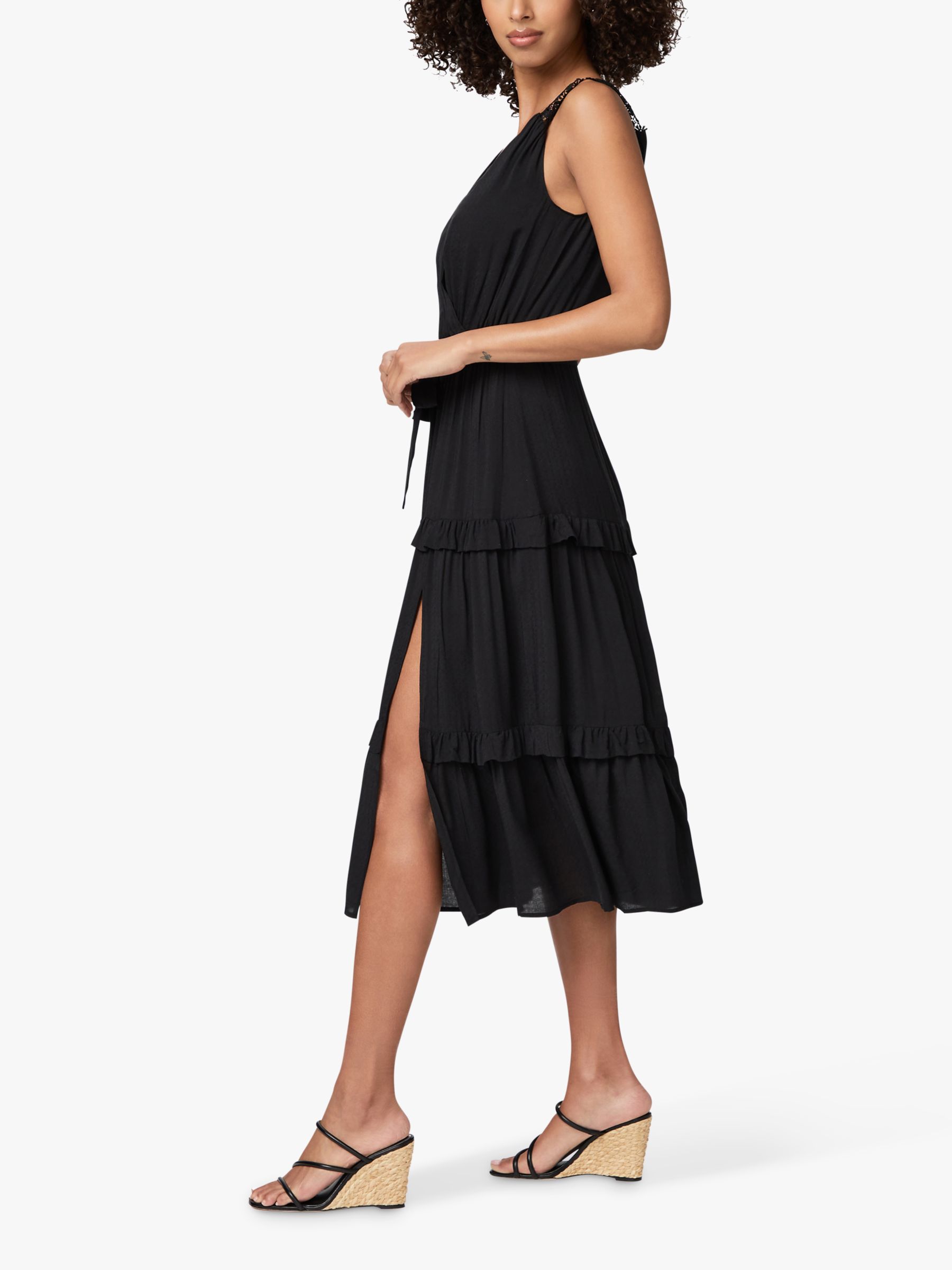 PAIGE Riviera Tiered Sun Dress, Black at John Lewis & Partners