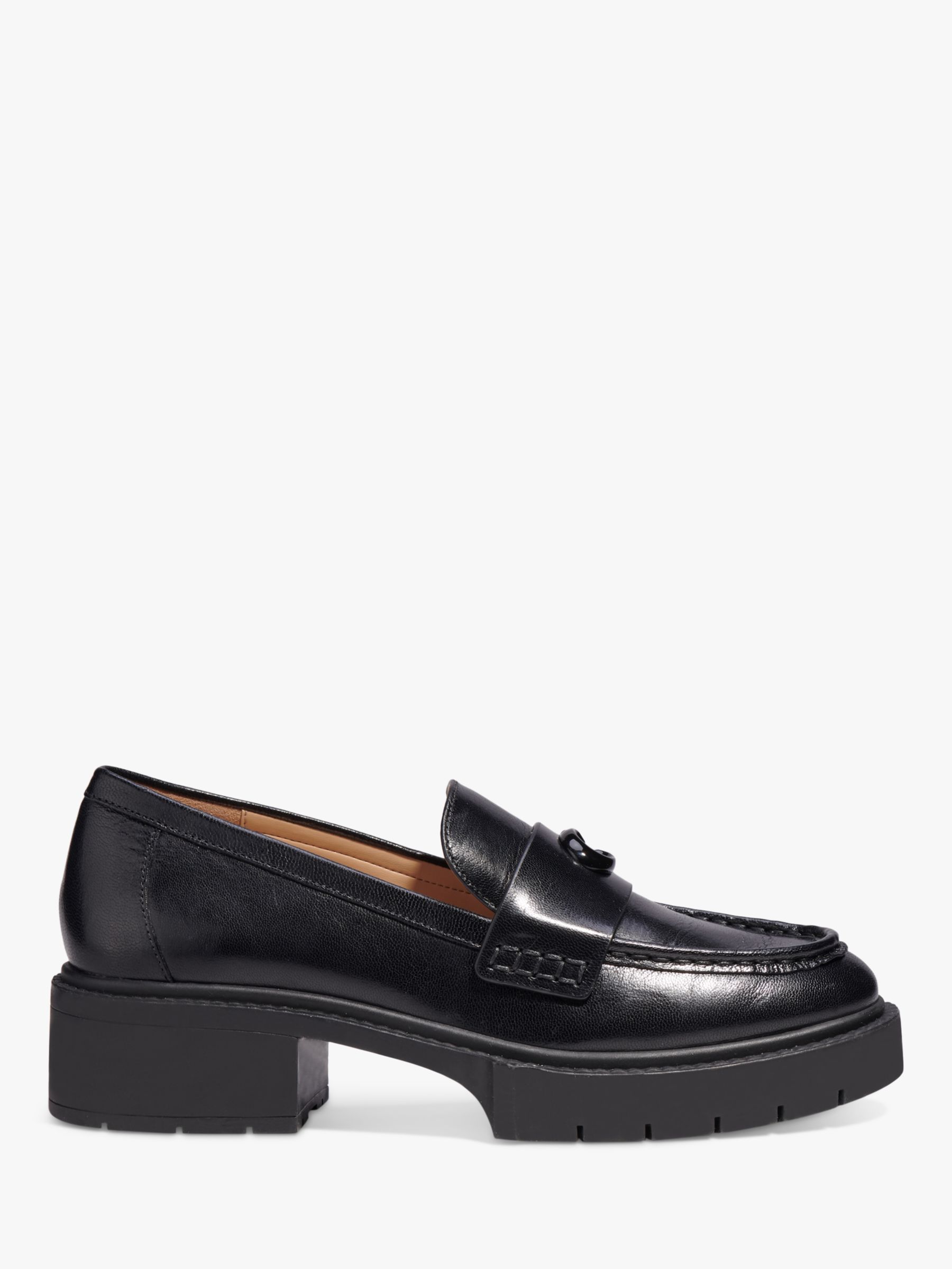 Coach Leah Leather Loafers, Black, 4