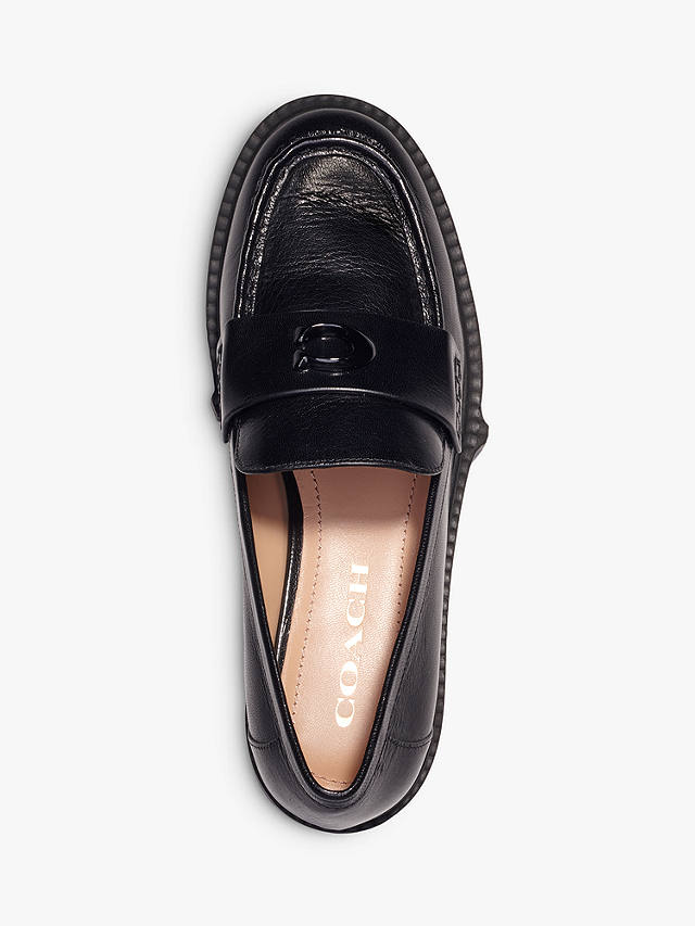 Coach Leah Leather Loafers, Black