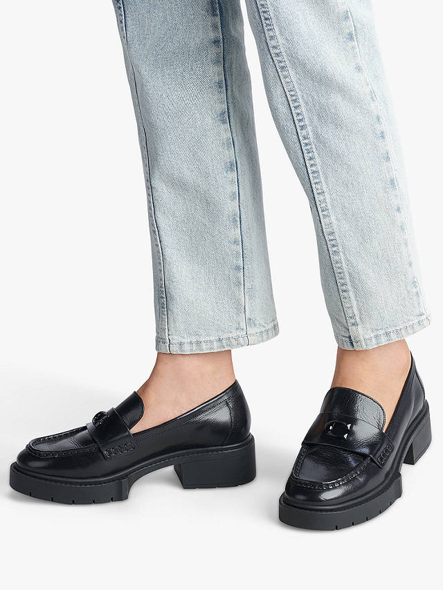 Coach Leah Leather Loafers, Black