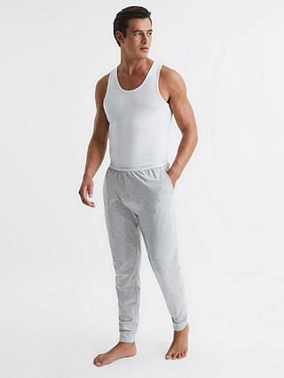 Reiss Cali Cotton Pyjama Lounge Pants, Grey Melange