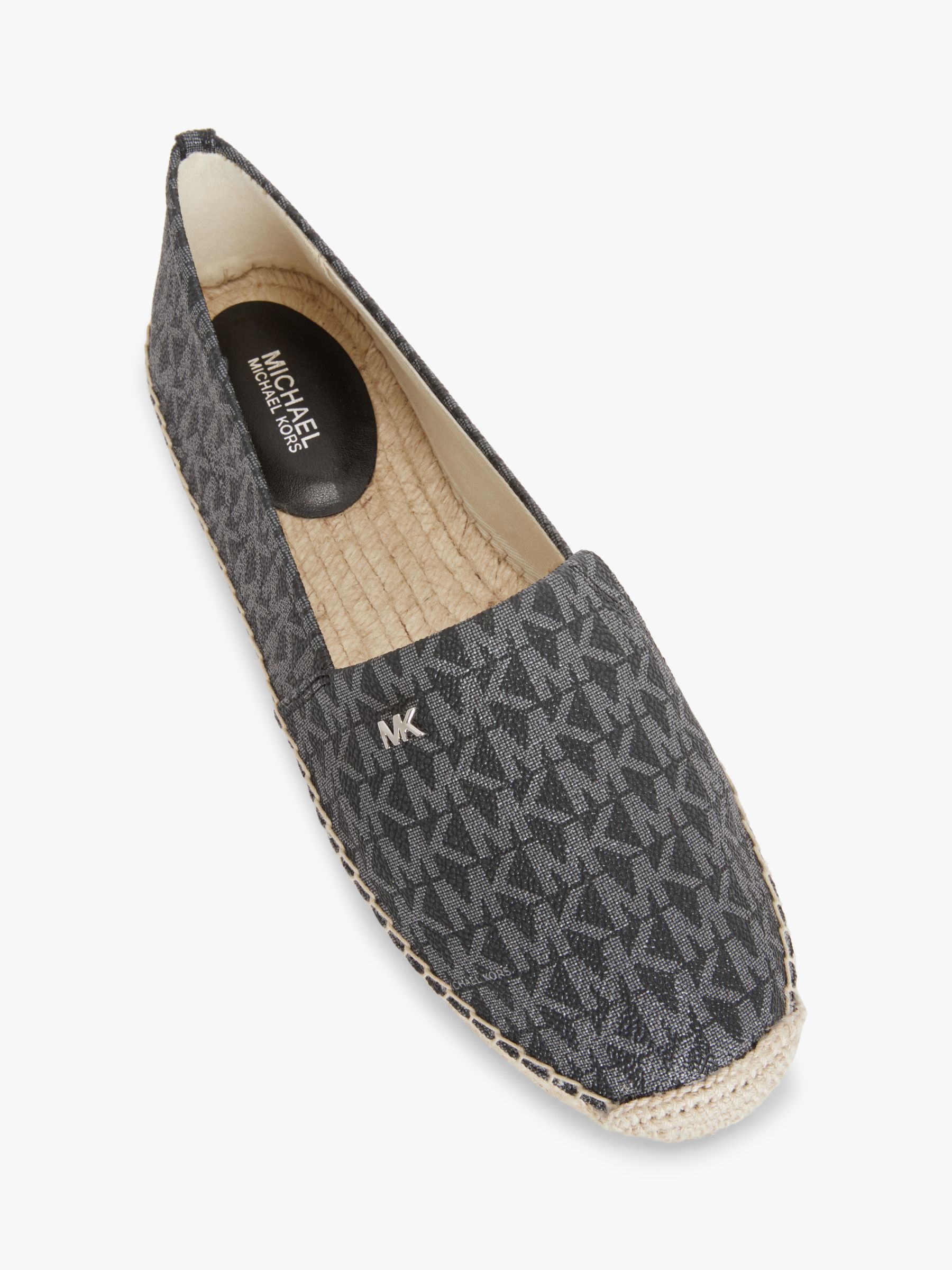 MICHAEL Michael Kors Kendrick Monogram Espadrilles, Black at John Lewis &  Partners