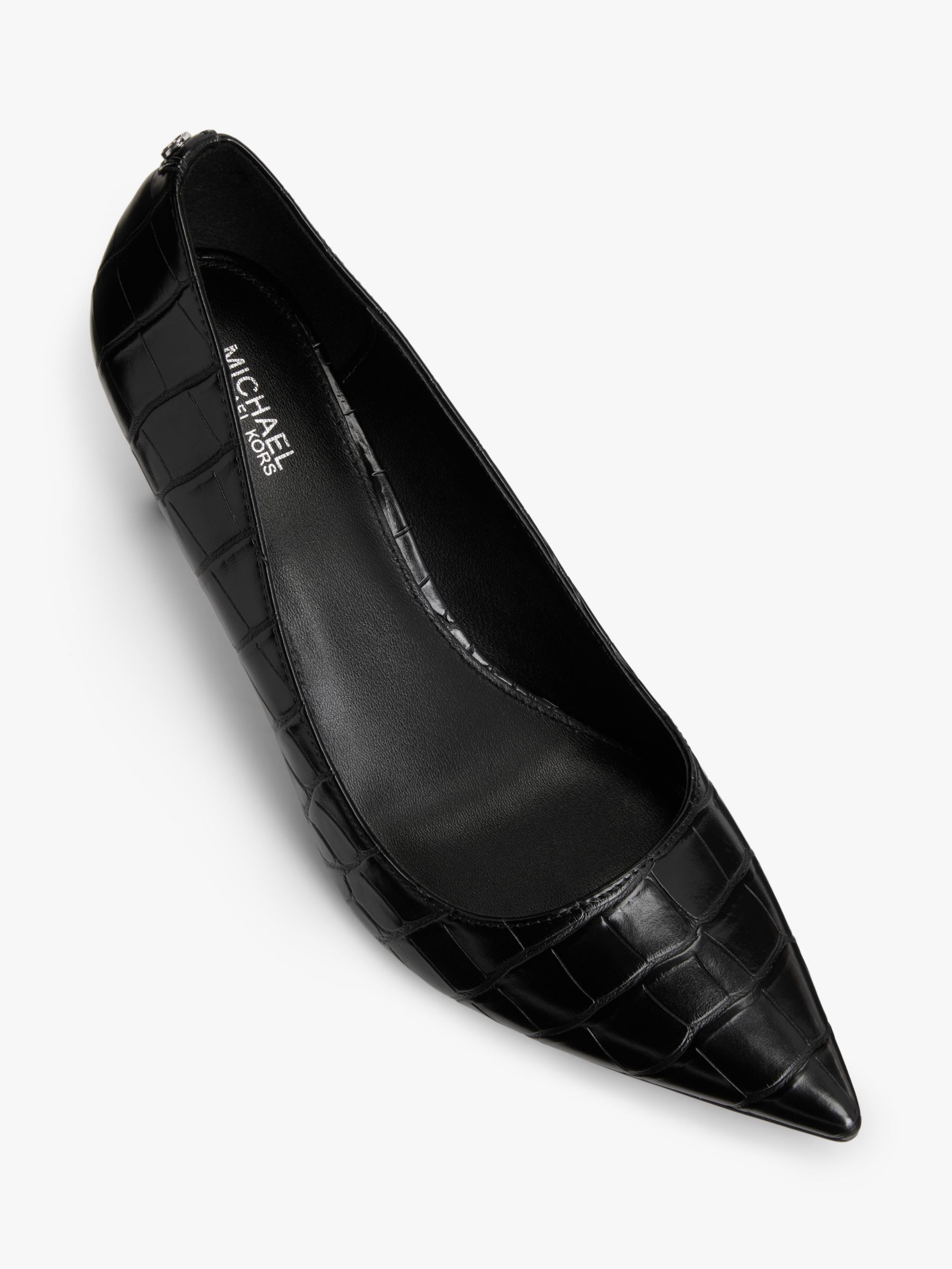 MICHAEL Michael Kors Croc Texture Pointed Toe Court Shoes, Black at John  Lewis & Partners