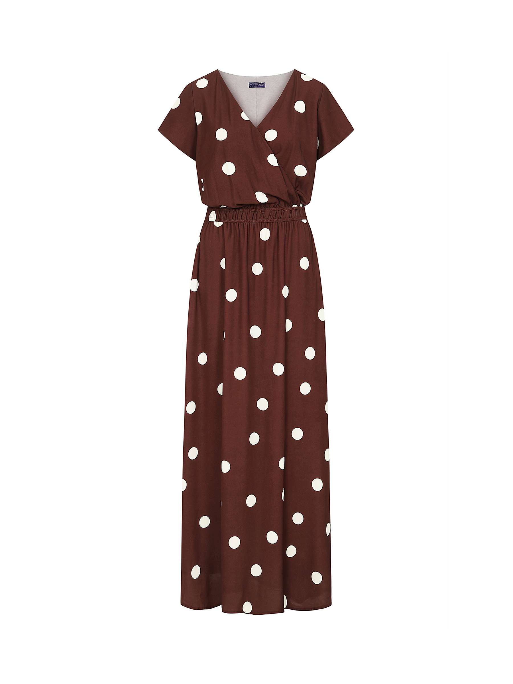 Buy HotSquash Mock Wrap Polka Dot Chiffon Maxi Dress, Brown/Cream Online at johnlewis.com