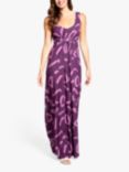HotSquash Empire Line Maxi Dress, Strokes Damson/Lilac