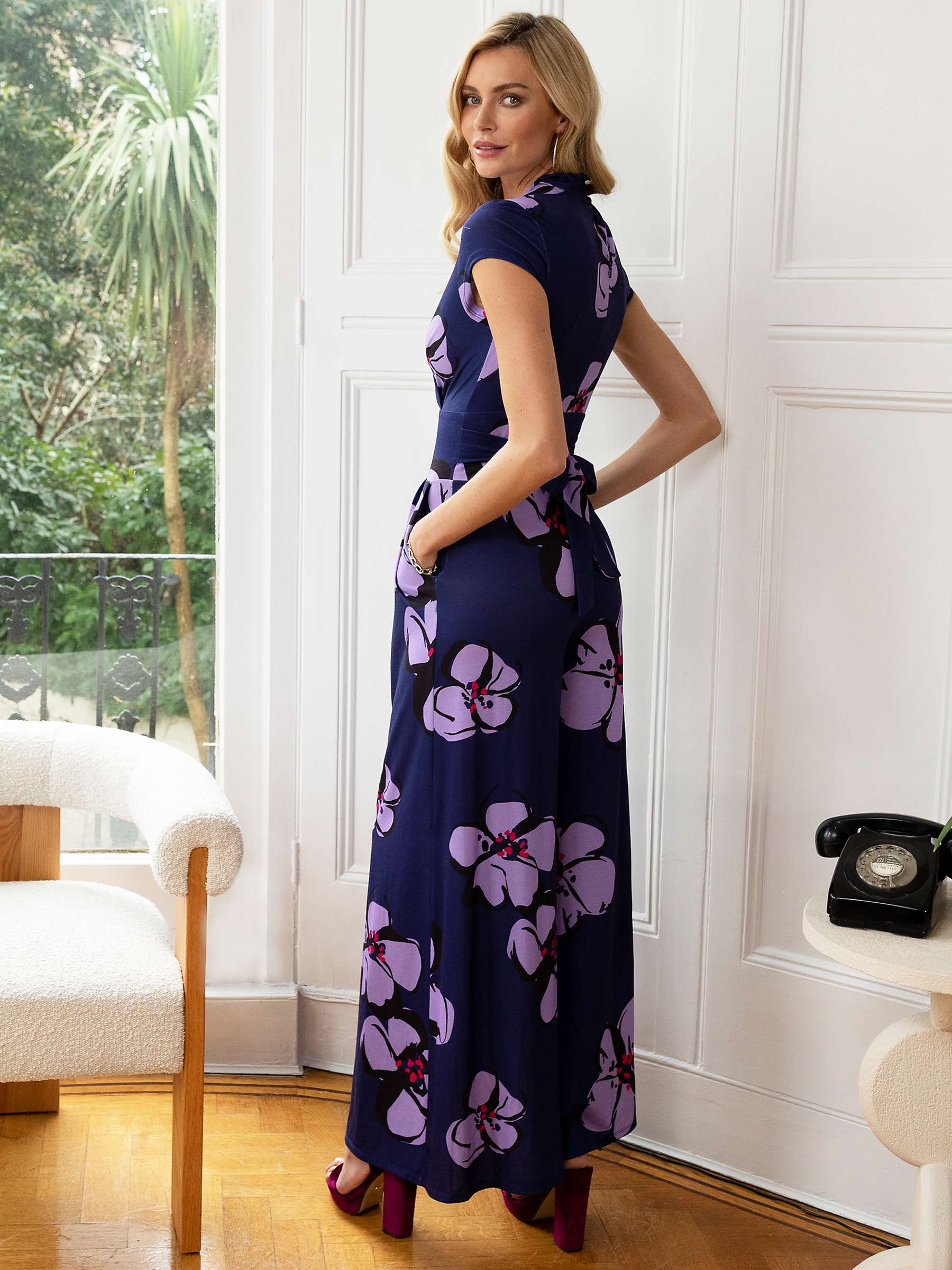 Buy HotSquash Floral Print Wide Leg Jumpsuit, Navy/Lilac Online at johnlewis.com