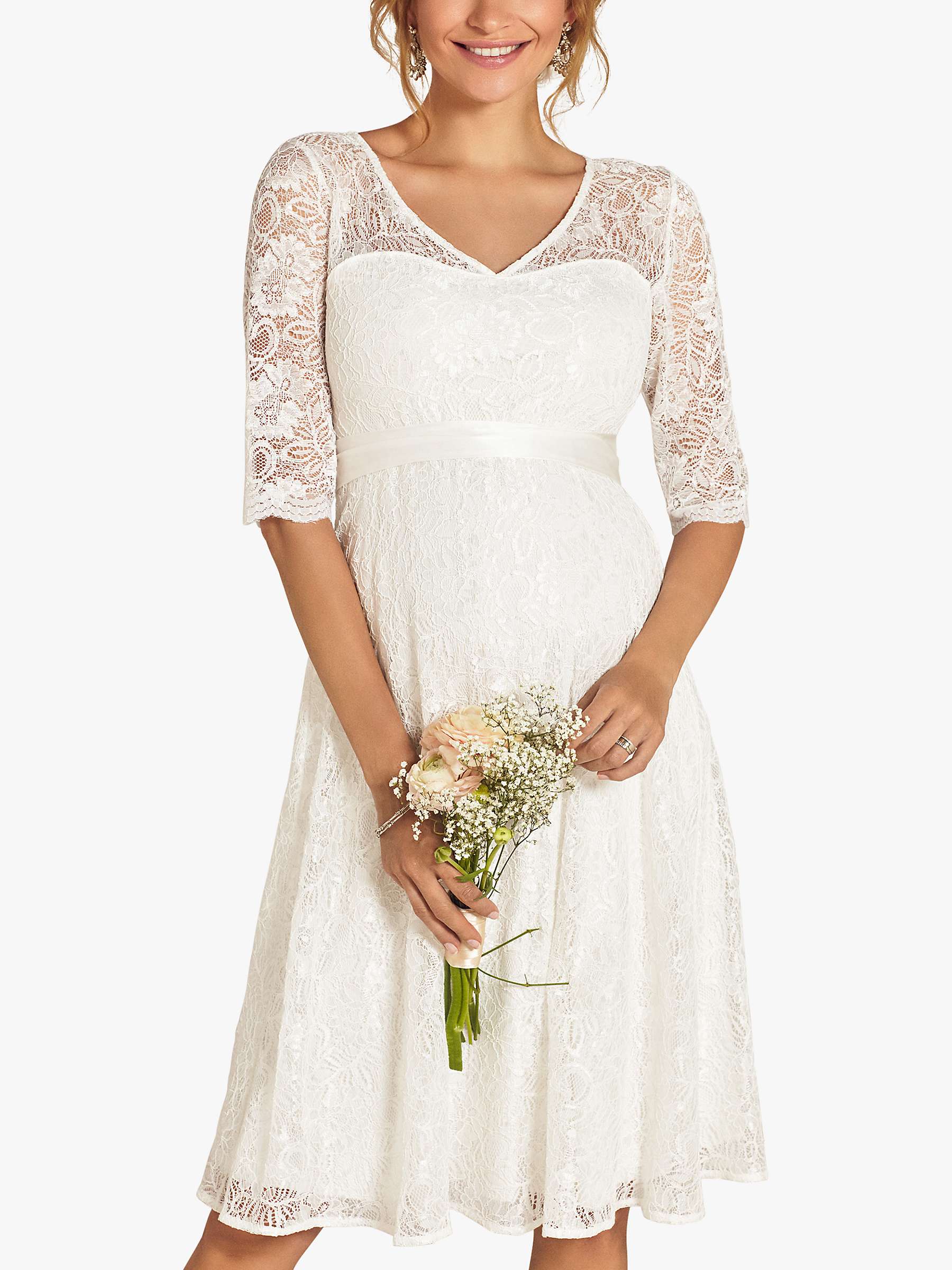 Buy Tiffany Rose Flossie Maternity Lace Short Wedding Dress, Ivory Online at johnlewis.com