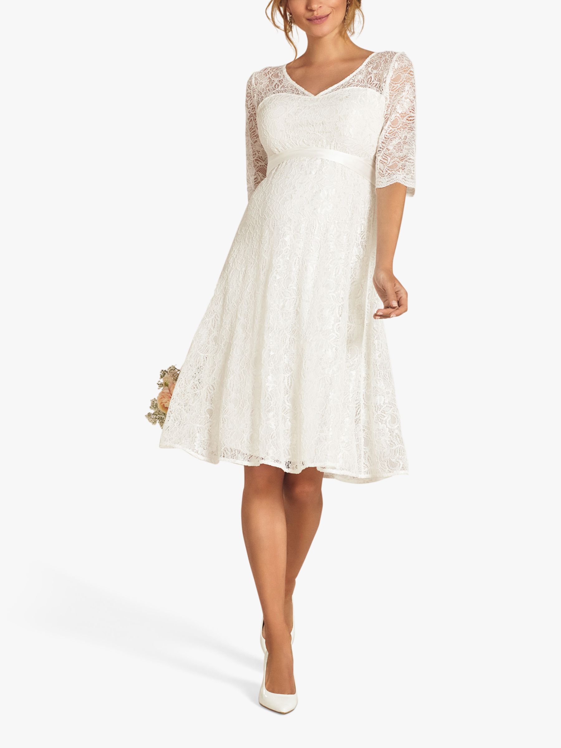 Tiffany Rose Flossie Maternity Lace Short Wedding Dress, Ivory, 6-8
