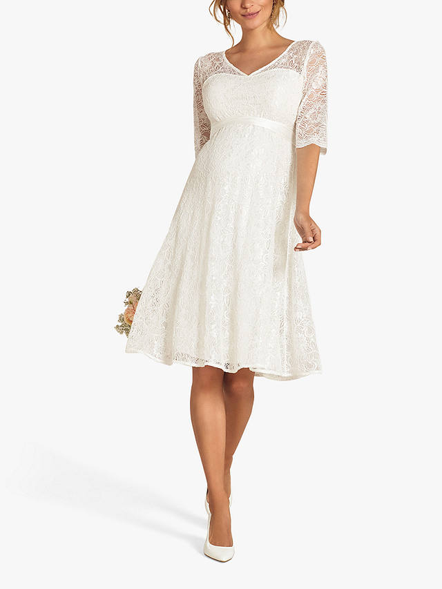 Tiffany Rose Flossie Maternity Lace Short Wedding Dress, Ivory