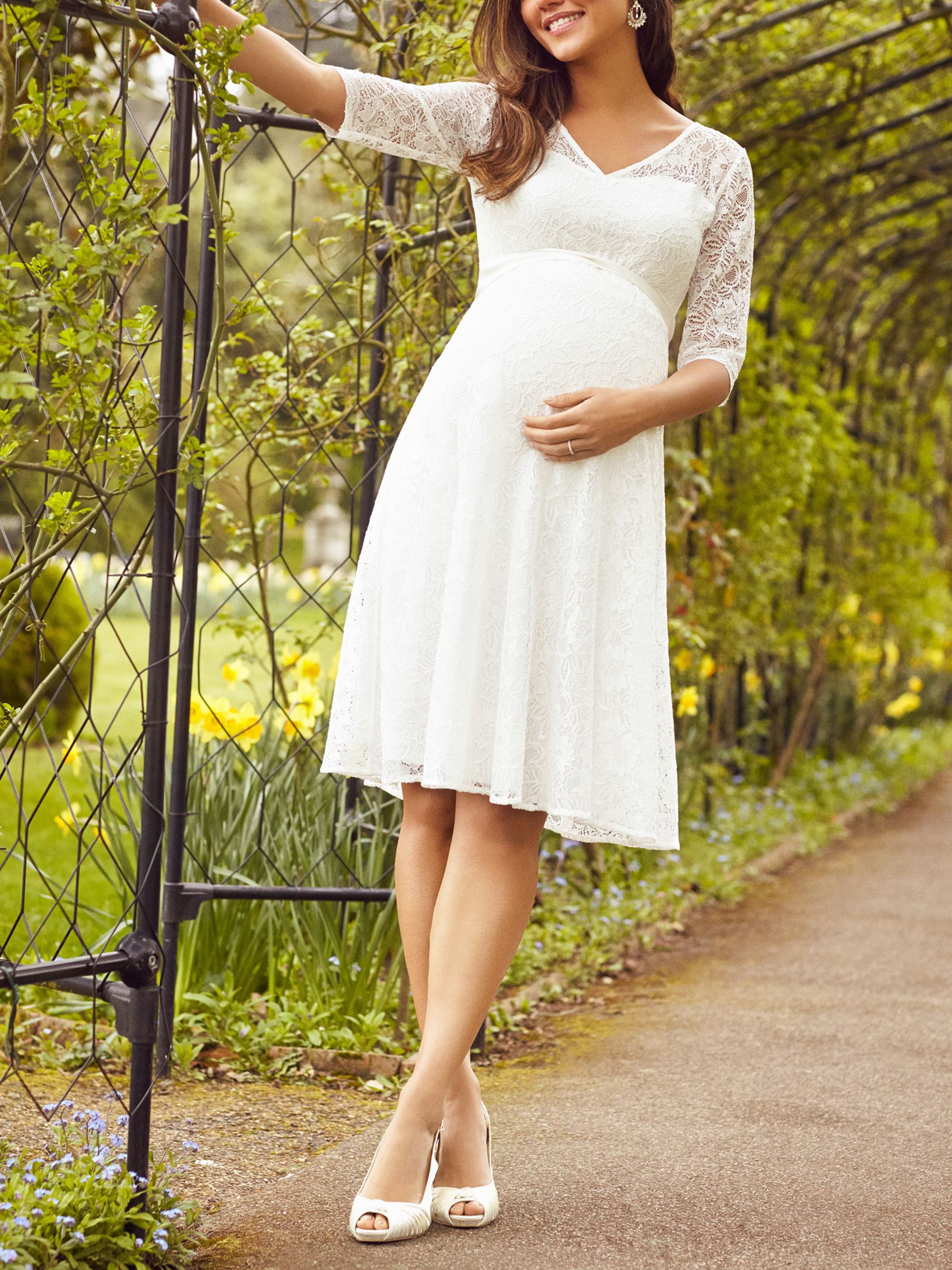 Tiffany Rose Flossie Maternity Lace Short Wedding Dress, Ivory, 6-8