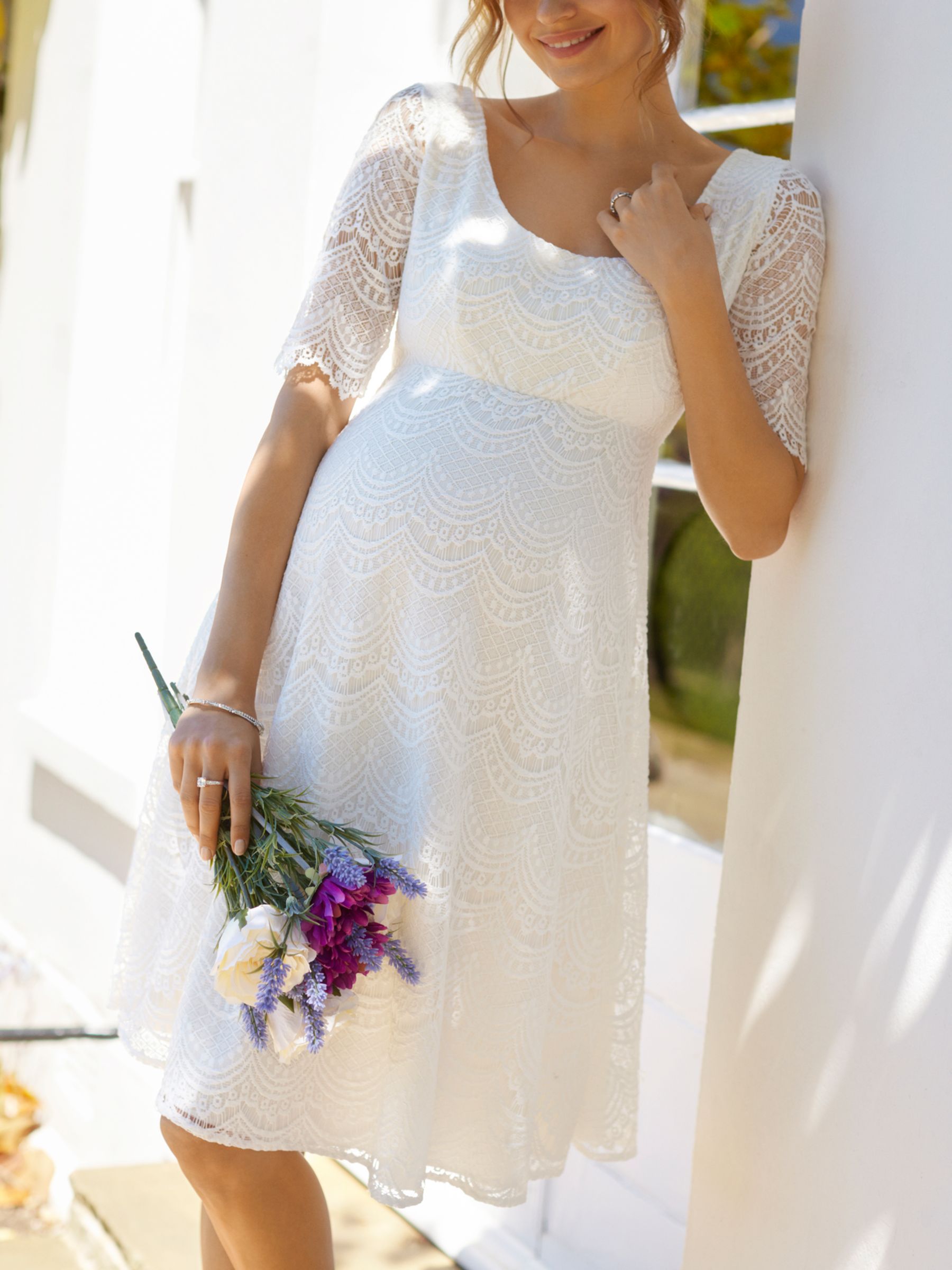 Tiffany Rose Verona Maternity Lace Short Wedding Dress, Ivory, 6-8