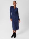 Hobbs Hatty Abstract Print Jersey Midi Dress, Black/Blue