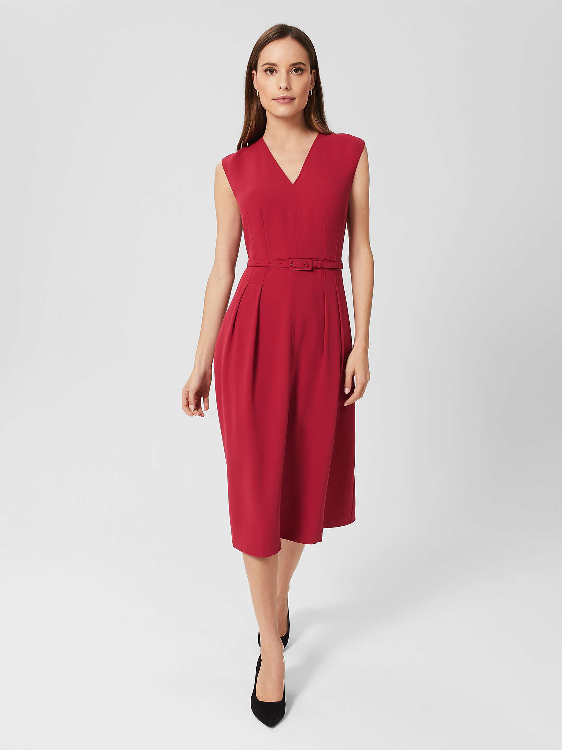 Buy Hobbs Tessa Crepe Midi Dress, Cranberry Pink Online at johnlewis.com