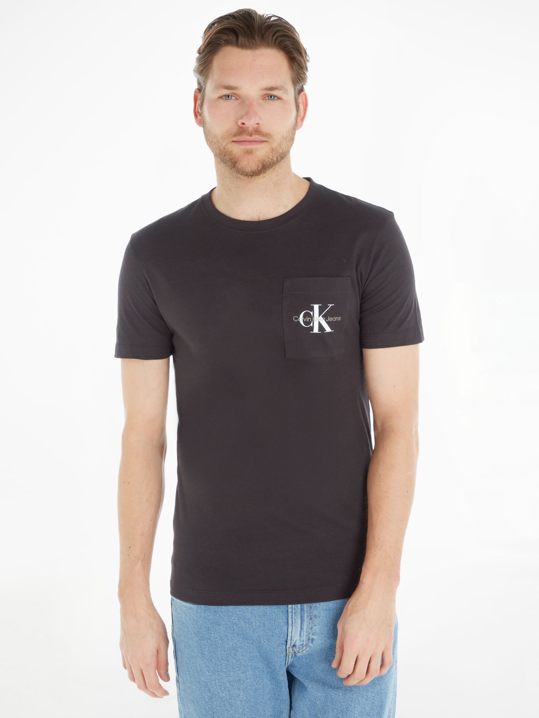 Calvin Klein Monogram Logo T-Shirt, Bright White at John Lewis & Partners