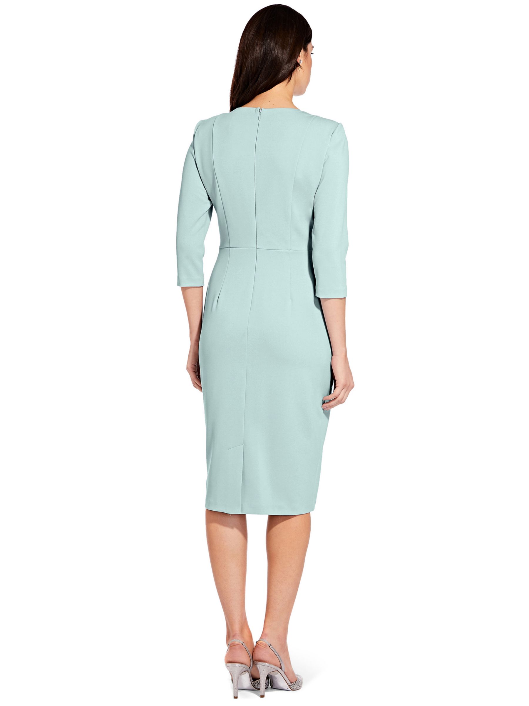 Adrianna Papell Knit Crepe Tie Waist Sheath Knee Length Dress Icy