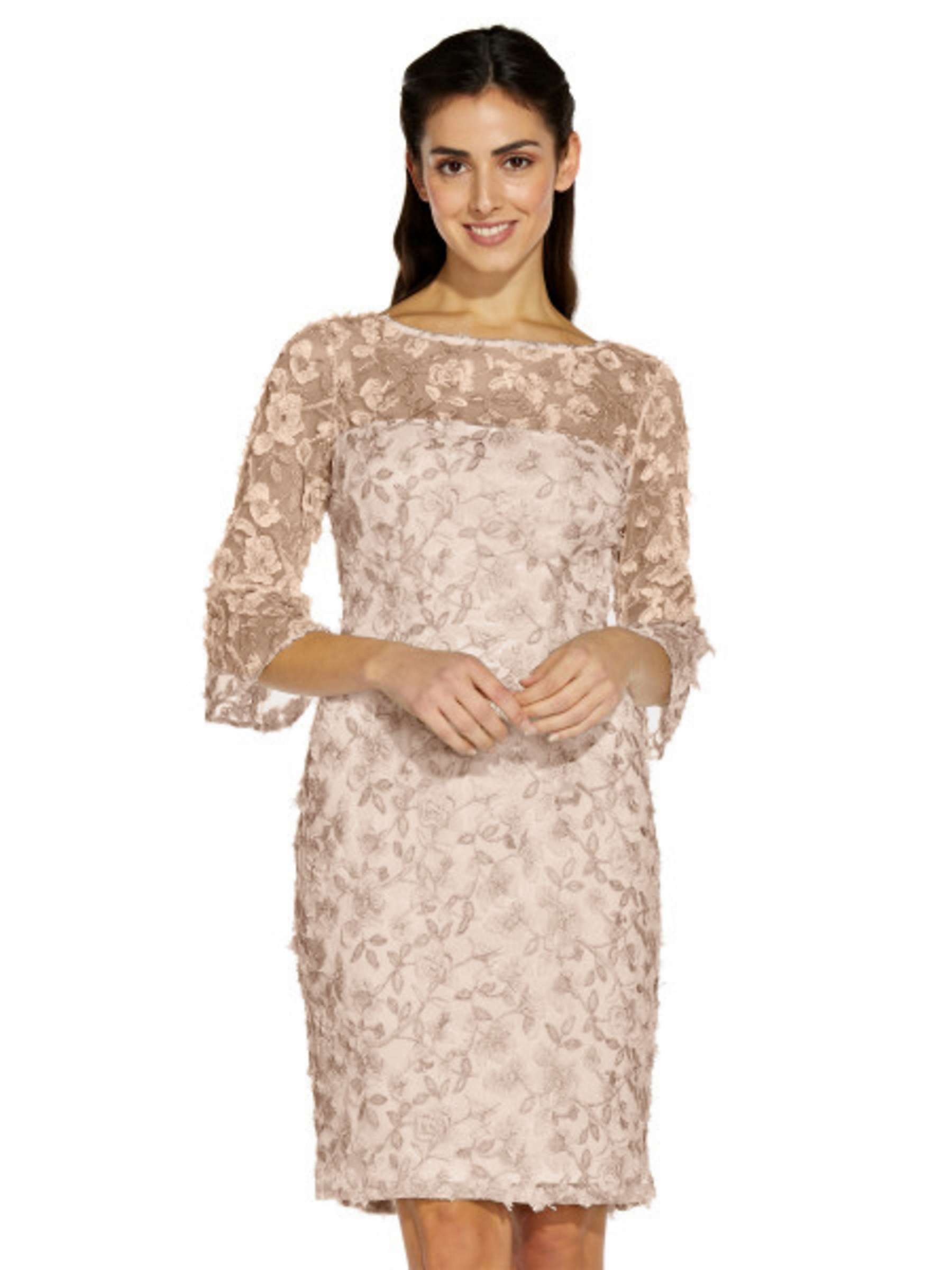Buy Adrianna Papell Metallic Embroidery Sheath Dress, Blush Online at johnlewis.com