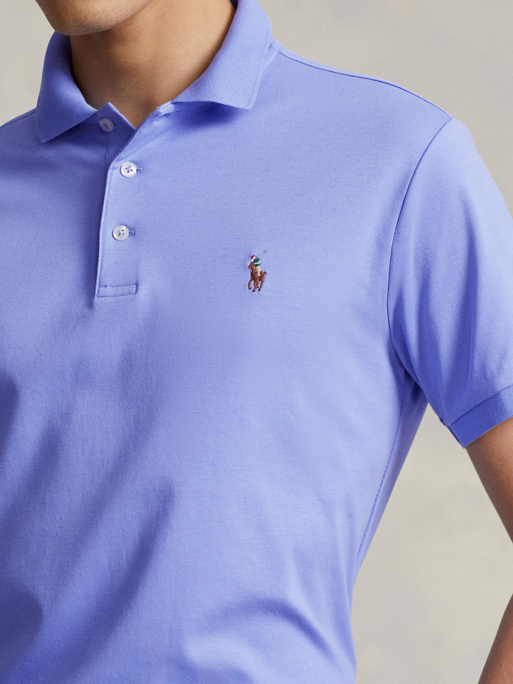 Polo Ralph Lauren Custom Slim Pima Cotton Polo Shirt, Lafayette Blue at  John Lewis & Partners
