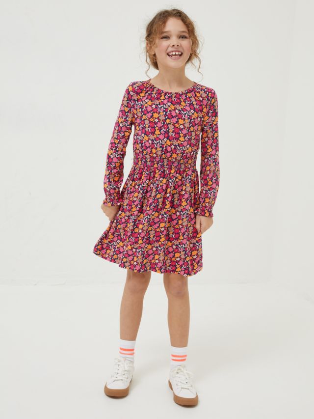 FatFace Kids Amelia Floral Print Long Sleeve Dress Multi 3 4 years