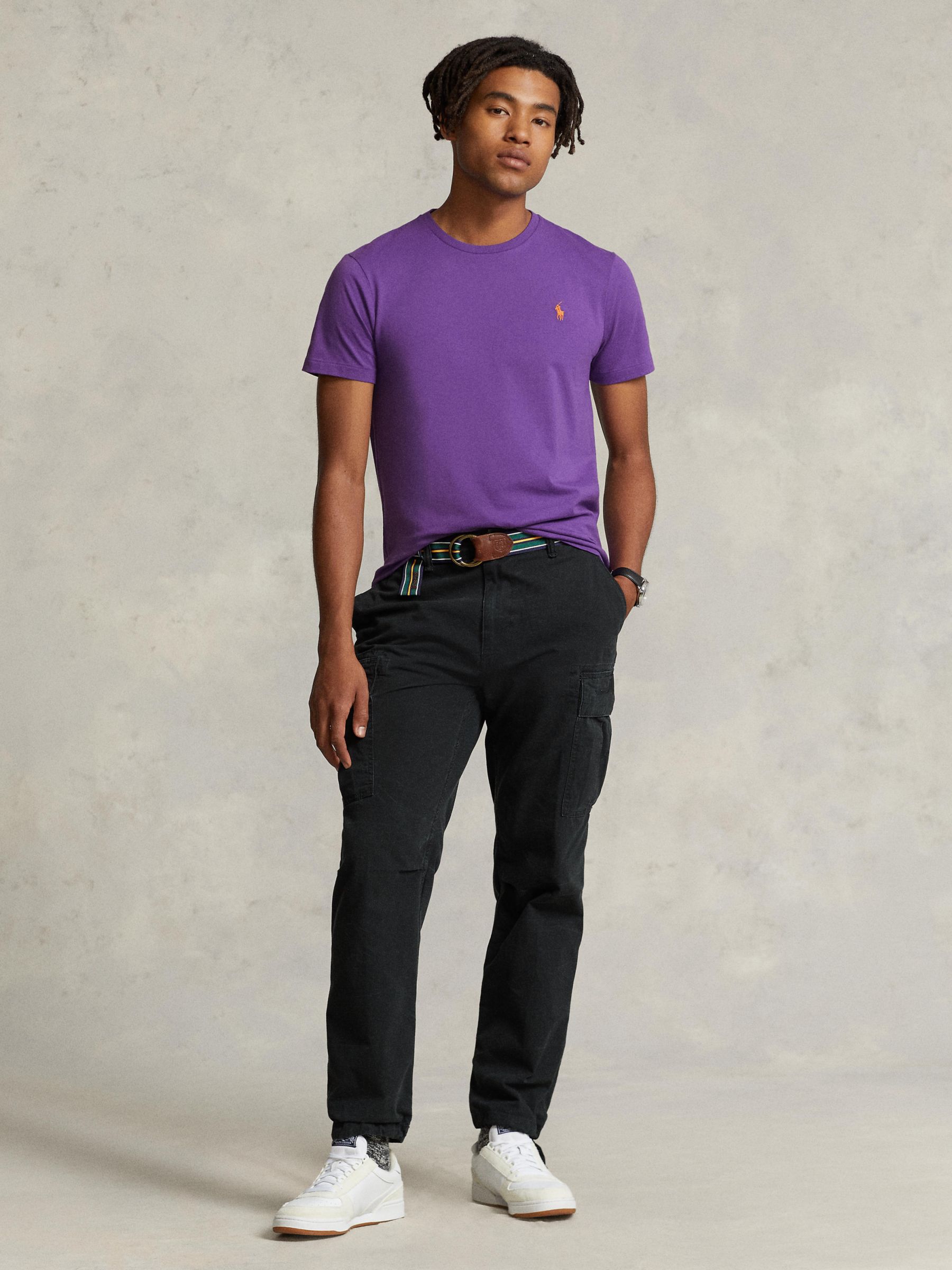 Polo Ralph Lauren Short Sleeve Crew Neck T-Shirt, Tie Purple at John Lewis  & Partners