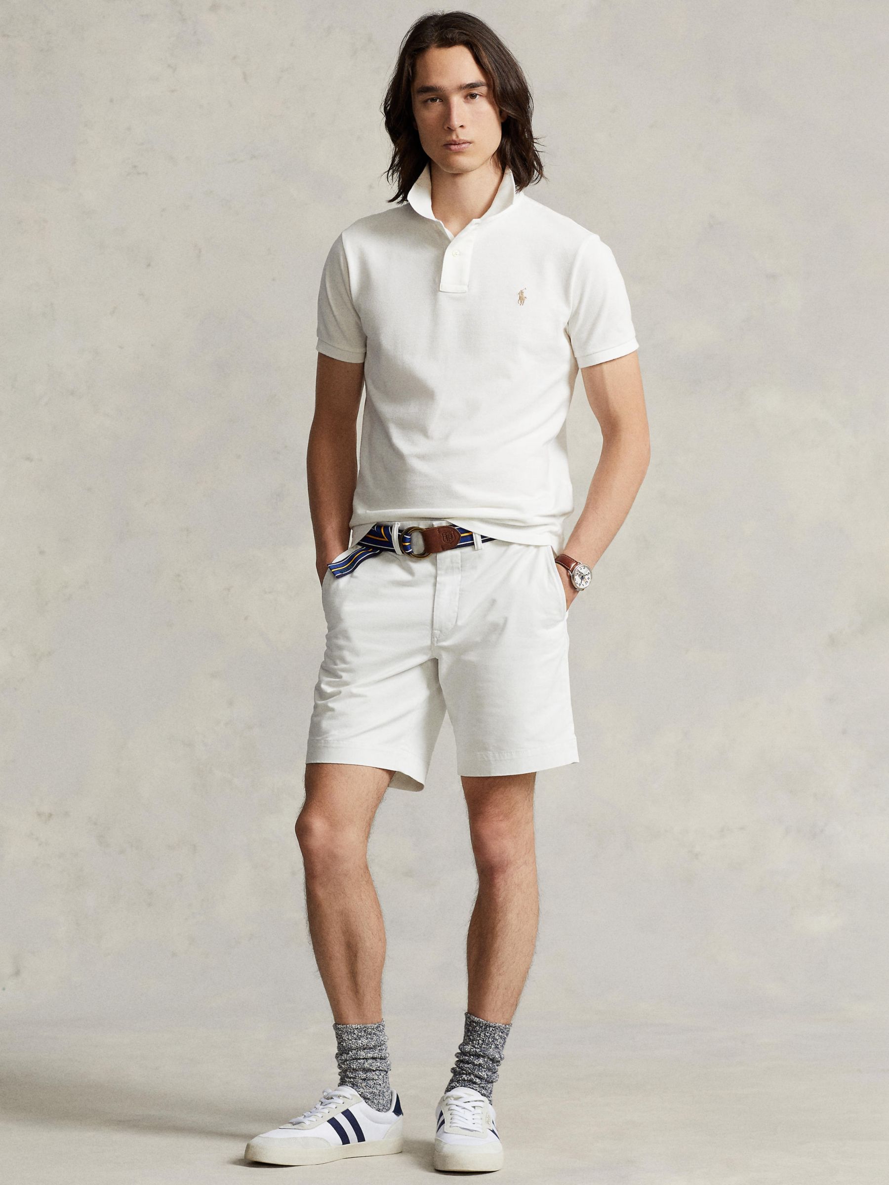 Polo Ralph Lauren Short Sleeve Custom Slim Polo Shirt, Deckwash White/C8645, S