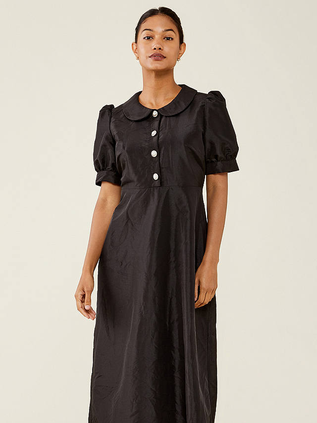 Finery Eara Frock Midi Dress, Black at John Lewis & Partners