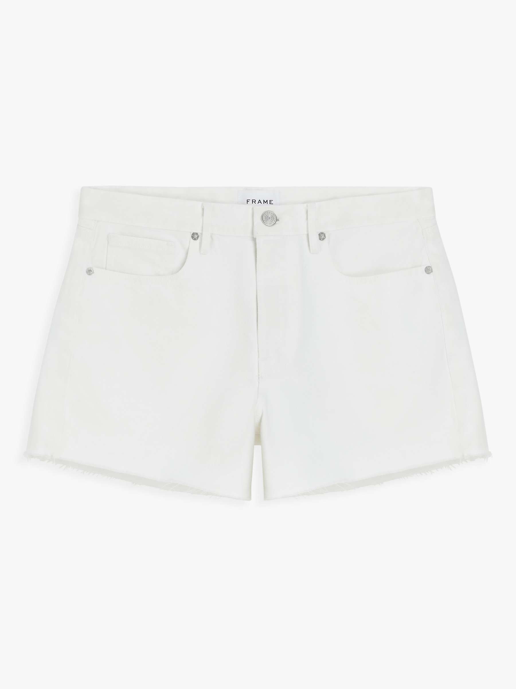 Buy FRAME Le Brigette High Rise Denim Shorts, Blanc Online at johnlewis.com