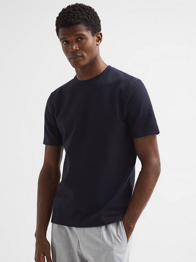 Reiss Cooper Cotton Blend T-Shirt, Navy Blue