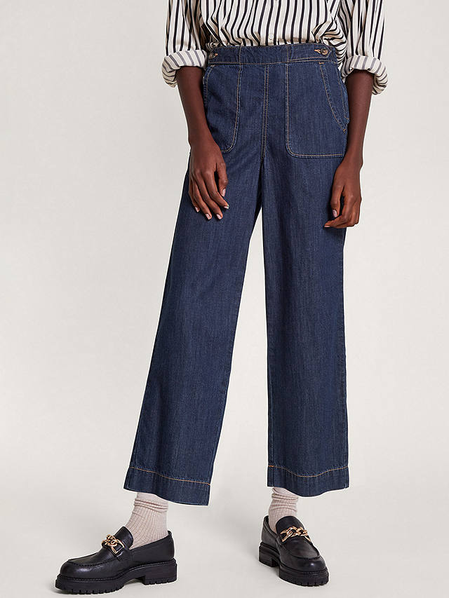 Monsoon Harper Crop Wide Jeans, Indigo at John Lewis & Partners