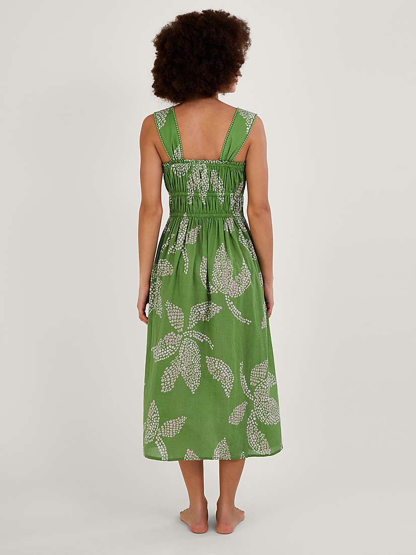 Buy Monsoon Palm Spot Print Cotton Midi Dress, Green Online at johnlewis.com